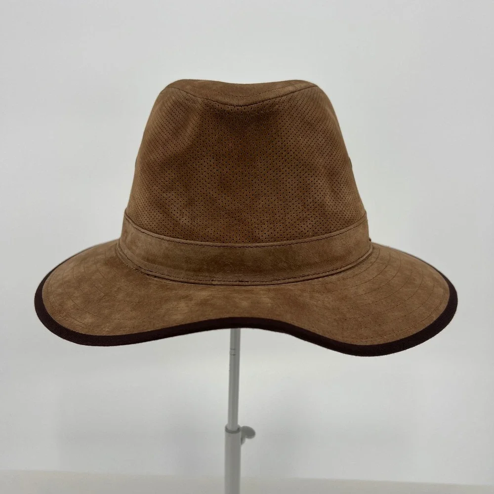 Stetson Suede Chelan Safari Hat Mens Large Brown Leather Outdoor Fedora